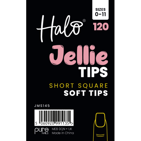 Halo Jellie Tips Short SQUARE clear x 120 Size 0-11